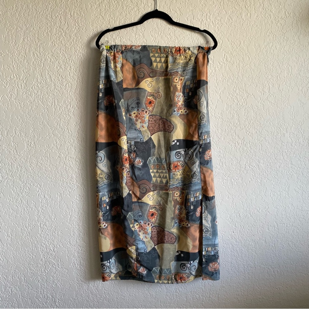 Vintage Abstract Patterned Midi Skirt